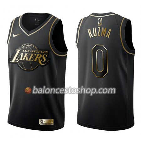Camiseta Hombre NBA Los Angeles Lakers Kyle Kuzma 0 Nike Negro Golden Edition Swingman